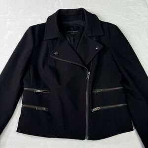 Banana Republic Moto Jacket Size 4 Black Asymmetric Full Zip Utility